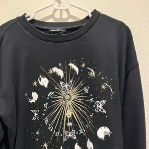 Lucky Brand Black Sweatshirt with Gold and White Design